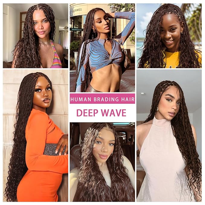 18 Inch Human Braiding Hair 100g Deep Wave Bulk Human Hair for Braiding Brazilian Virgin Human Hair Bundles Wet and Wavy Bundles No Weft Curly Human Hair Extensions for Boho Braids #4