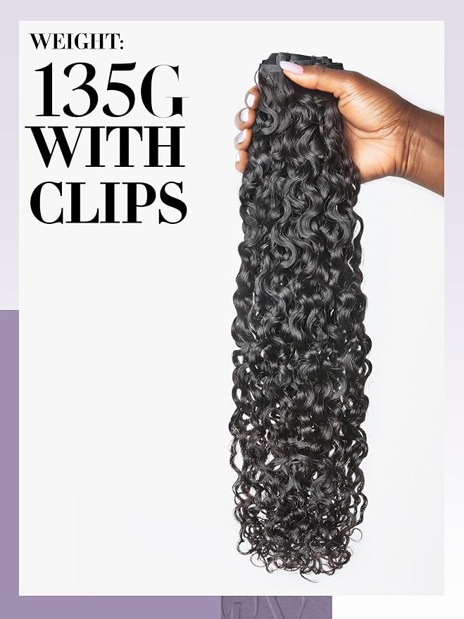 LUVME Burmese Curly Clip in Hair Extensions Real Human Hair Messy Curly Clip Ins Fullness with 1 Pack for Women Brazilian Remy Human Hair Natural Black 135g 20Inch