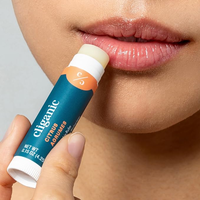 Cliganic Organic Lip Balm Set - 6 Tropical Flavors - 100% Natural Moisturizer for Cracked & Dry Lips