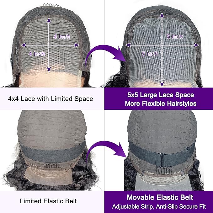 Curly Closure Wig Human Hair 5x5 HD Transparent 18 Inch Glueless Kinky Curly Wig ReadytoGo Pre Plucked for Black Women 5x5 Invisible Deep Curly Lace Front Wigs Wear and Go