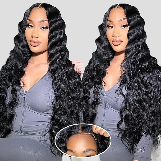 Wear and Go Glueless Wigs Human Hair Loose Deep Wave Lace Front Wigs Human Hair 12A Glueless Wig Human Hair Pre Plucked Pre Cut 5x5 HD Closure Wigs Bleached Knots 210% Density (26 Inch)