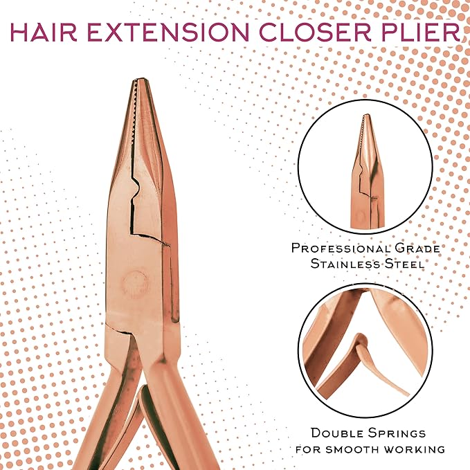 SIVOTE Professional Hair Extension Tools Kit Stainless Steel, Microlink & Itip Extensions Tool Kit, Rose Gold