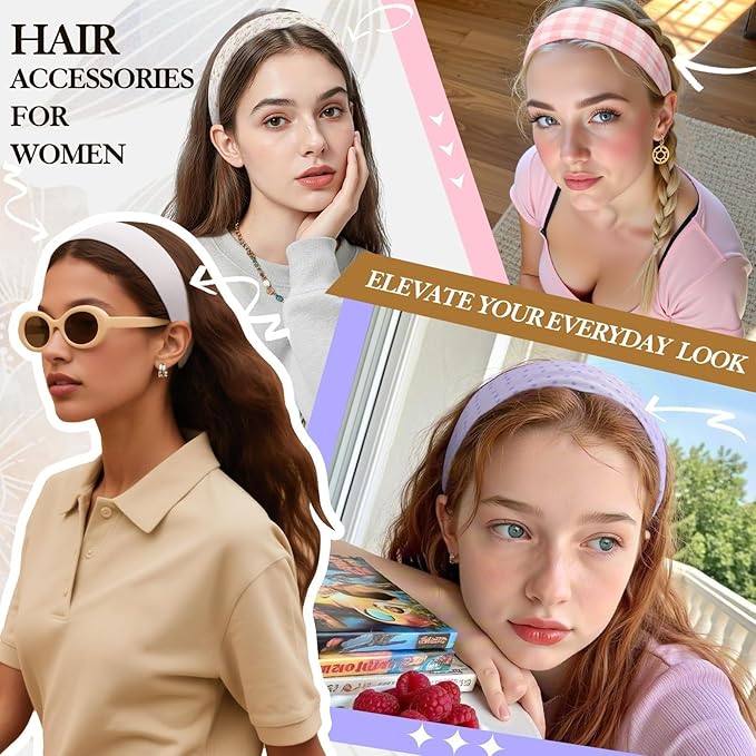 Gift for Women 8pcs Fashion Headband: Headbands for Women Girls Stocking Stuffers Birthday Gift Soft Fabric Hairbands Hair Styling Accessories Valentines Day Gifts for Her Woman Teen Girls Wife Sister