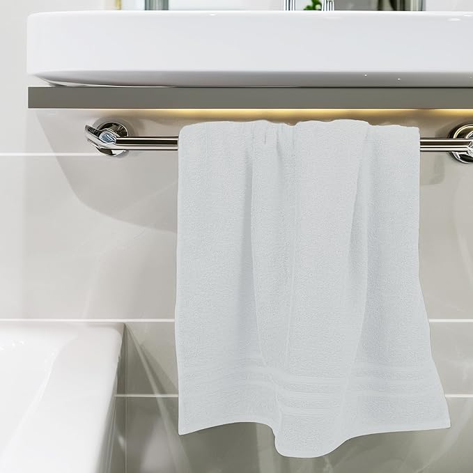 Tens Towels Pack of 4 Soft Bath Towels, 100% Cotton, 27 x 54 Inches, Lightweight & Quick-Dry, Ideal for Daily Bathroom Use, Practical & Comfortable, White