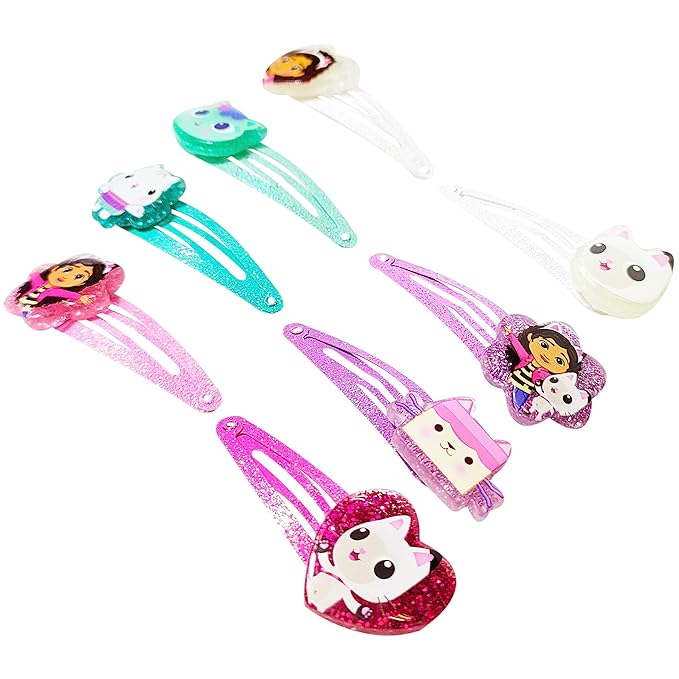 LUV HER Gabby's Dollhouse Kids Hair Clips for Girls Snap Clips 8 Pack Multi Color Ages 3+