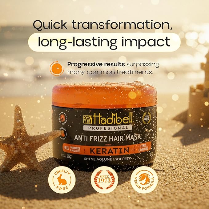 Hadibell Keratin Hair Mask Treatment 13.1 OZ, Deep Hair Care Treatment for Damaged Hair, Boost Hair Growth for Damaged Hair, Nourishing Repair & Frizz Control Mask