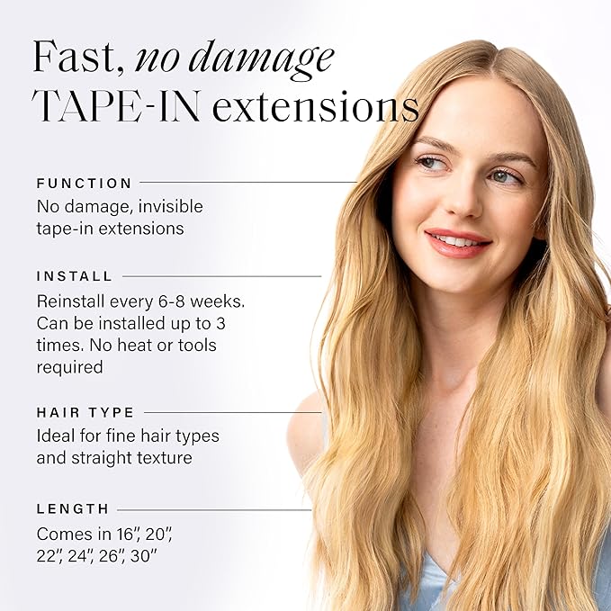 Luxy Tape-In Hair Extension Collection 16", 50g, Beige Blonde, 20 pieces
