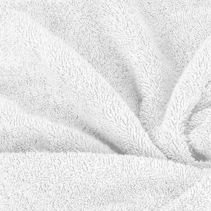 Mocassi Luxury 100% Turkish Cotton 6-Piece Towel Set - Ultra Soft, Quick Dry Highly Absorbent Premium Spa Hotel Quality Bath Towels, Includes 2 Bath Towels, 2 Hand Towels and 2 Washcloths, White/Gray