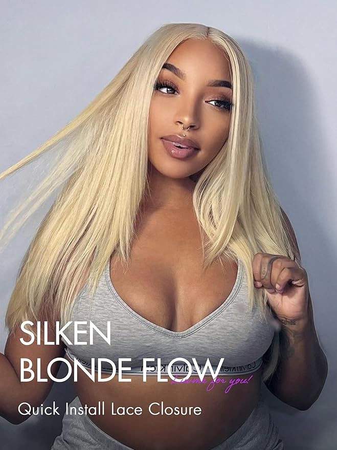 LUVME HAIR 5X5 Straight 18" Human Hair Lace Closure 613 Color