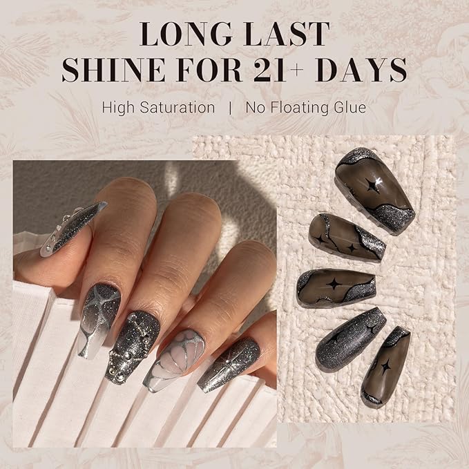 MelodySusie Blcak Glitter Gel Nail Polish,0.5fl oz Nails Soak Off UV LED Black Sliver Glitter Gel Polish Gift for Women Nail Art Manicure Salon DIY Nail Design Decoration at Home-z200-A2080