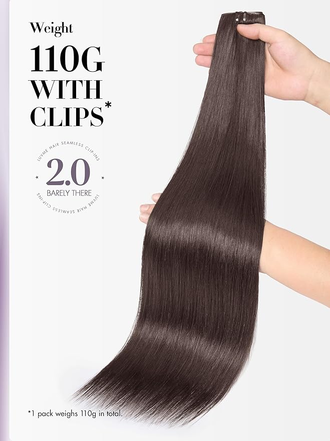 LUVME Invisible Clip in Hair Extensions Real Human Hair, 14 inch 110g 6Pcs, Natural Remy Human Hair Extensions Clip ins for Women, Natural Human Hair Silky Straight Highlight No.2