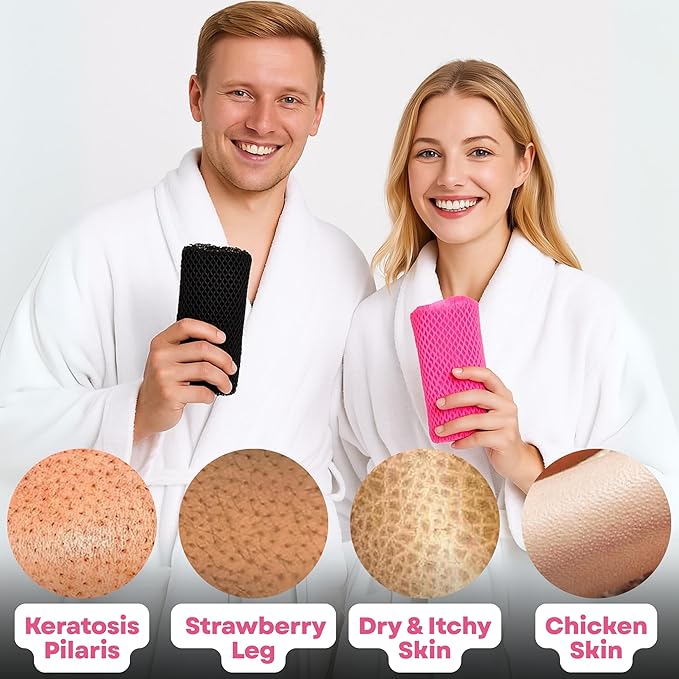 Premium 2X African net Sponge Authentic Exfoliating Body Scrubber for Shower Long Quick Dry 100% Nylon Deep Cleansing Back and Pore Scrubber Bath Sponge for Shower