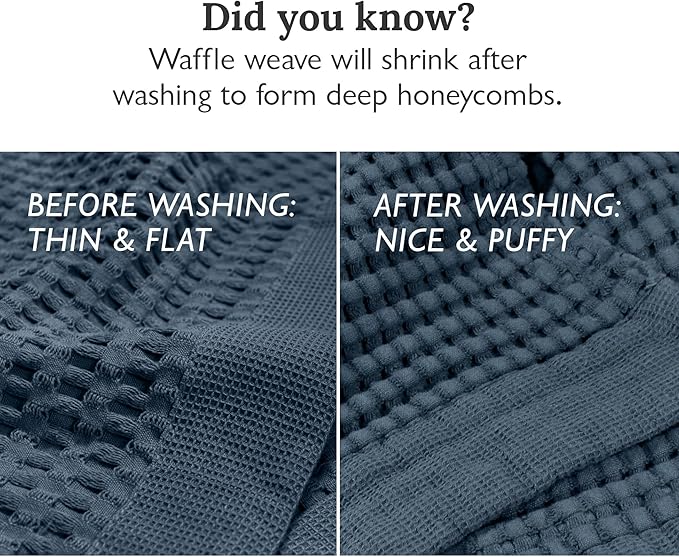 GILDEN TREE Waffle Hand Towels for Bathroom Quick Dry Large Luxury Lint Free Super Absorbent Cotton Hand Towels Set of 2, Modern Style (Midnight Blue)