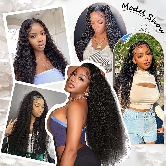 12A Deep Wave Human Hair Bundles16 16 16 Inch Brazilian Virgin Depp Weave Curly Bundles Human Hair 3 Pcs 100% Unprocessed Virgin Remy Natural Black Water Wave Hair Extensions