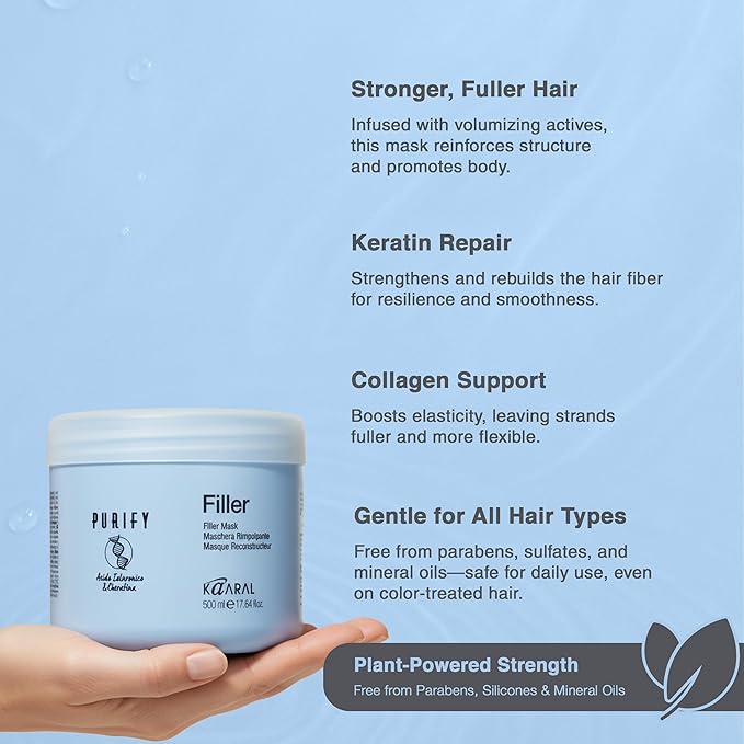 Kaaral Purify Filler Hair Mask - Deep Conditioning and Moisturizing Treatment for Dry, Damaged or Color Treated Hair - Hydrating and Nourishing Formula for All Hair Types - 500ml