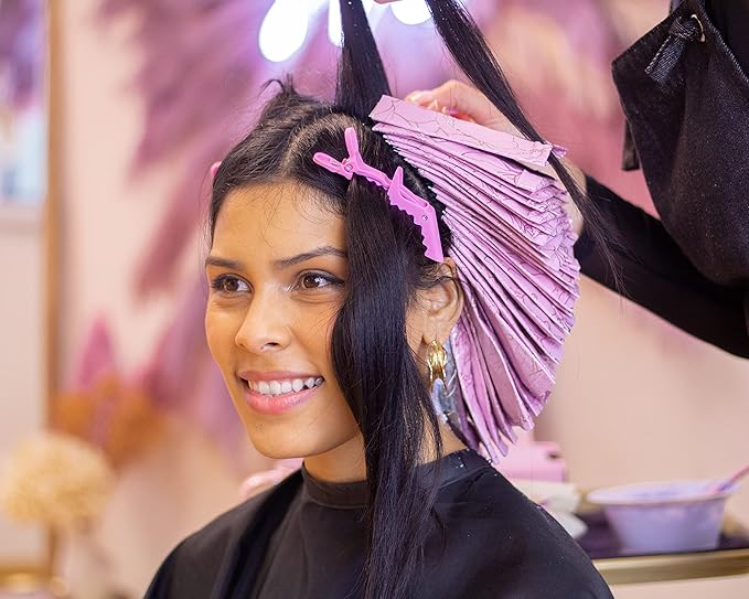 Premium Extra Wide Hair Foil 12.7cm x 100m - Ideal for Highlighting & Balayage, Built-in Cutter, Embossed Pink Floral Design - Professional Salon Hairdressing Foilââ‚¬¦