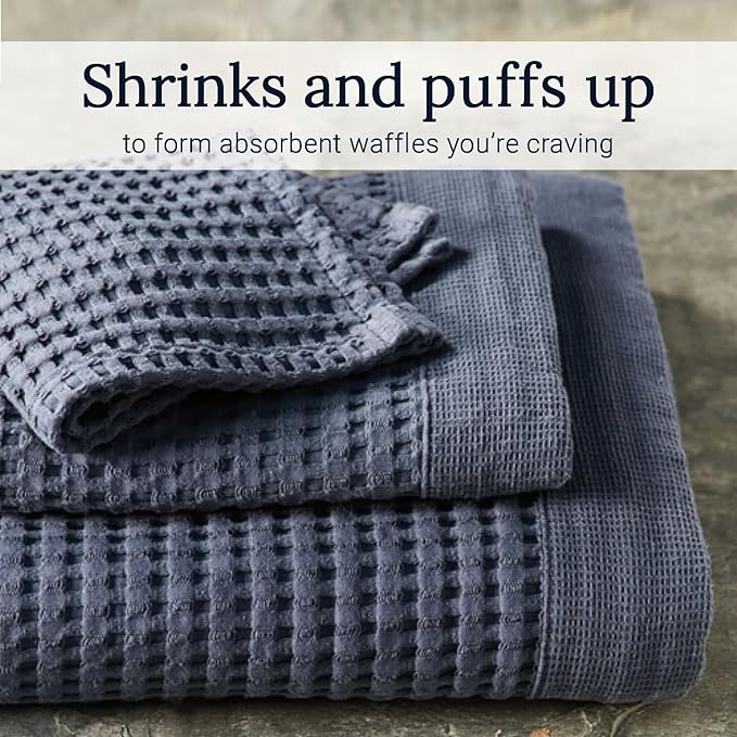 GILDEN TREE Waffle Bath Sheet Quick Dry Towel, Thin Luxury Bath Towels, 40x80 Large Bath Towels 2 Pack Bath Sheets, Modern Style (Midnight Blue)