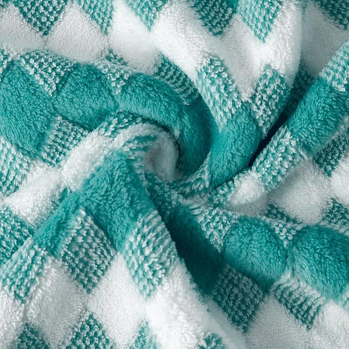 Hand Towels Set 2 Pack-16“x31” Ultra Soft Microfibers Bathroom Towel Set Highly Absorbent Quick Dry Luxury Premium Towel Lightweight Cozy Durable Hand Towel Collection Hotel Spa Gym Kitchen,Aqua