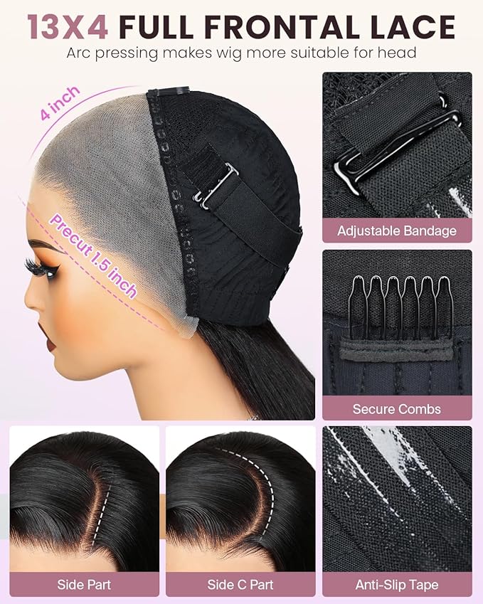 Bob Wig Human Hair 13x4 Frontal Lace Wig 200% Density HD Lace Front Wigs Human Hair Pre Plucked Bob Wigs for Women (12inch)