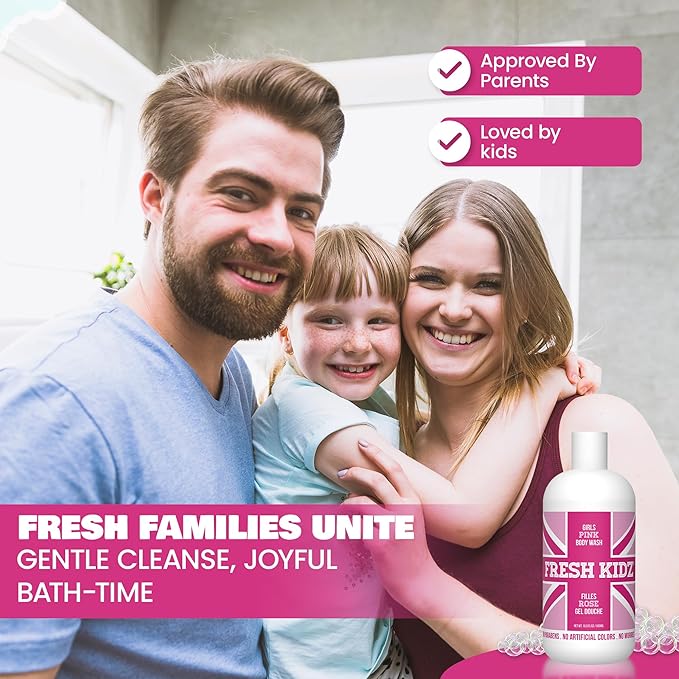 Fresh Kidz Body Wash 16.9 fl.oz. and Stick Deodorant 2.65 oz for Kids and Teens - Girls "Pink" Set