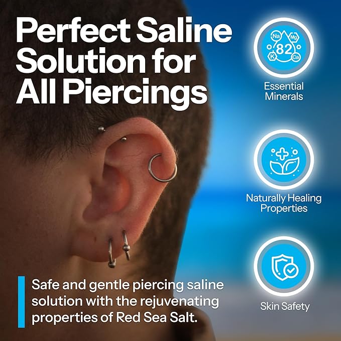 H2Ocean Piercing Aftercare Spray and Keloid Bump Removal– Sea Salt Spray for Body and Facial Piercings– Ear, Nose,Navel,Oral & Body Piercing Cleaner, Aftercare Solution for New Piercings–4oz,Pack of 3