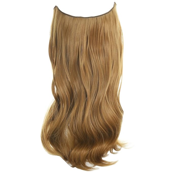 Invisible Wire Hair Extensions Transparent Wire Adjustable Size 4 Secure Clips Long Wavy Curly Secret Hairpiece 18 Inch for Women