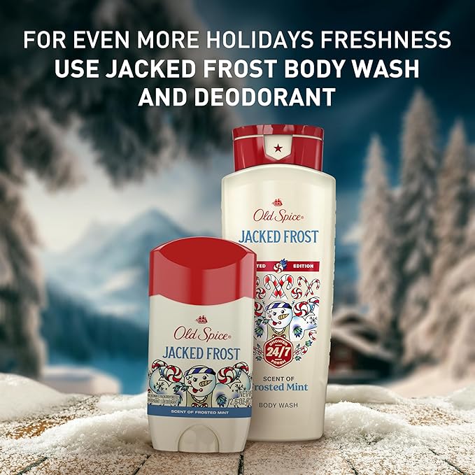 Old Spice Antiperspirant & Deodorant for Men, Holidudes Limited Edition, 24/7 Sweat Protection, Stocking Stuffer, Jacked Frost Frosted Mint Scent, 2.6 oz
