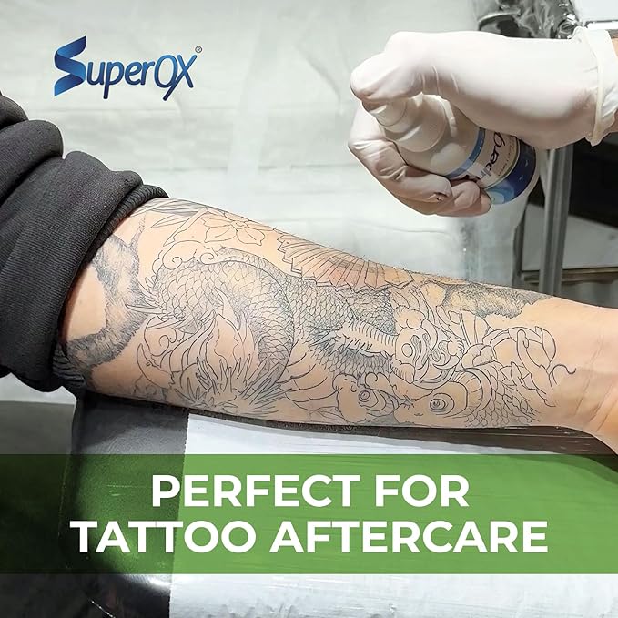 Superox Skin Spray - Minor Cuts, Scars, Tattoo & Piercing Aftercare - Natural & Non-Irritating - (3.4 oz)