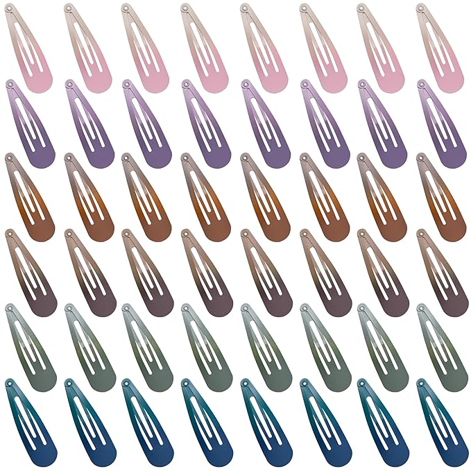 48 PCS Small Metal Barrettes For Women Non Slip Water Drop Snap Clips For Thick Thin Fine Hair Classic Accessories,Pink Purple Brown Blue Green,1.97 x 0.5 In