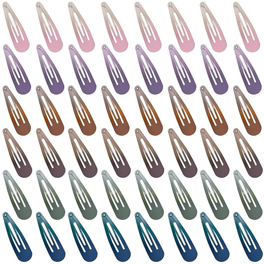 48 PCS Small Metal Barrettes For Women Non Slip Water Drop Snap Clips For Thick Thin Fine Hair Classic Accessories,Pink Purple Brown Blue Green,1.97 x 0.5 In
