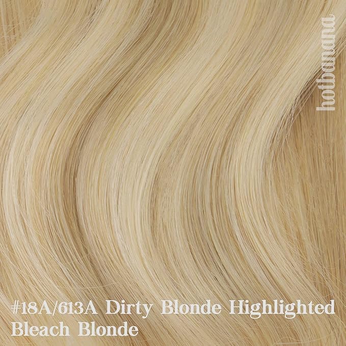 HOTBANANA Human Hair Clip in Hair Extensions, Dirty Blonde Mixed Bleach Blonde Hair Extensions 120g Clip in Hair Extensions Real Human Hair Straight Remy Hair Clip Ins 22 Inch 7pcs