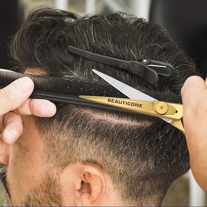 Hair Cutting & Thinning Scissors Set, Professional 6.5" Barber Shears for Haircut Men/Women, Beard & Mustache Trimming Stainless Steel Hairdressing Scissors, Adjustable Screw