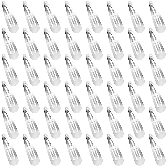 48 PCS Small Metal Barrettes For Women Non Slip Water Drop Snap Clips For Thick Thin Fine Hair Classic Accessories,Silver,1.97 x 0.5 In