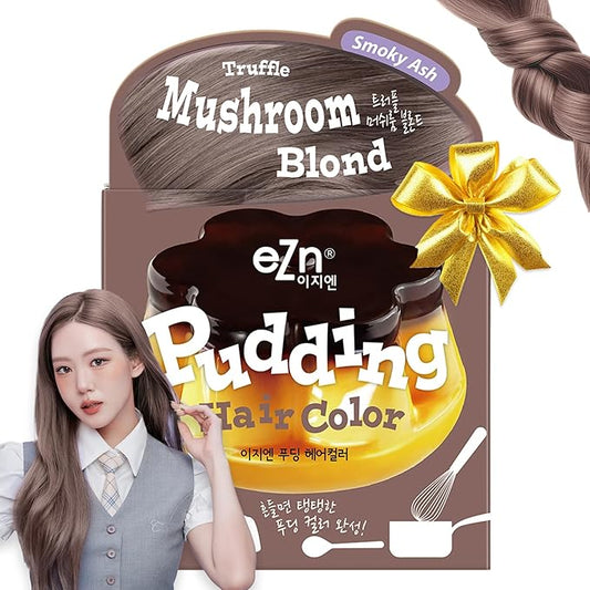 eZn Pudding Hair Dye, Ammonia-Free, Semi-Permanent DIY Korean Hair Dye Color with Keratin, Odorless Gentle for Sensitive Skin No Skin Irritation(Mushroom Blond)