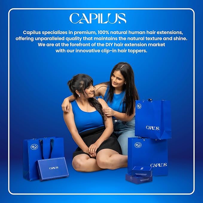 Capilus Invisible Hair Patch (Natural Brown, 16 Inch 1 Pack) | 100% Indian Human Hair Extensions for Women & Girls | Natural-Looking Volumizer | Undetectable, Durable & Non-Damaging Clip Mechanism