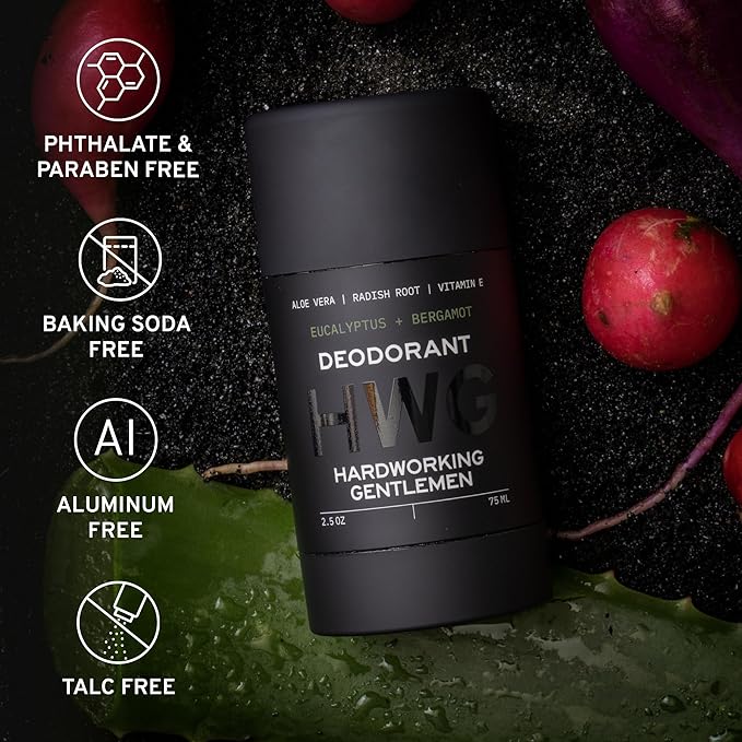 Hardworking Gentlemen - Eucalyptus and Bergamot - Mens Fresh Body Deodorant Stick - All Natural Organic Ingredients including Vitamin E and Aloe Leaf - Made in USA