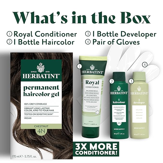 Herbatint Permanent Hair Dye - 9N Honey Blonde - For Up To 100% Gray Coverage of Resistant Gray Hair - Ammonia-Free, Alcohol-Free & Vegan - Salon Influenced Hair Color 5.75 fl oz (4 Pack)
