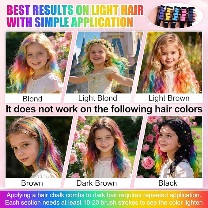 Festive Fun Hair Chalk Combs,2026 NewTemporary Glitter Hair Colors Hair Chalk Combs,Hairs Chalk for Girl,Washable DIY Hair Color Dye for Birthday Christmas Party Gifts for Teenage Girls Kid(10 Colors)