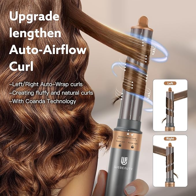 Hot Air Brush Hair Styler, 5 in 1 Hair Dryer Brush Auto Wrap Curlers Frizz-Free Styling Tool for All Hair Types Fast Drying, Curling, Smoothing, Volumizing & Straightening with Travel Storage Case