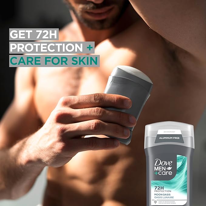 Dove Men+Care Aluminum-Free Deodorant Moon Oasis 4 Count for a Long-Lasting Scent, with 72H Odor Protection, 3.0 oz