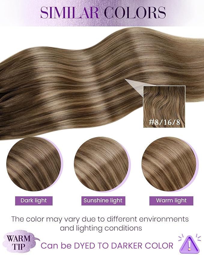 LaaVoo Nano Bead Hair Extensions Human Hair Balayage Nano Ring Hair Extension Light Brown Mix Dark Golden Blonde Nano Extensions Human Hair 22 Inch 50s 50g