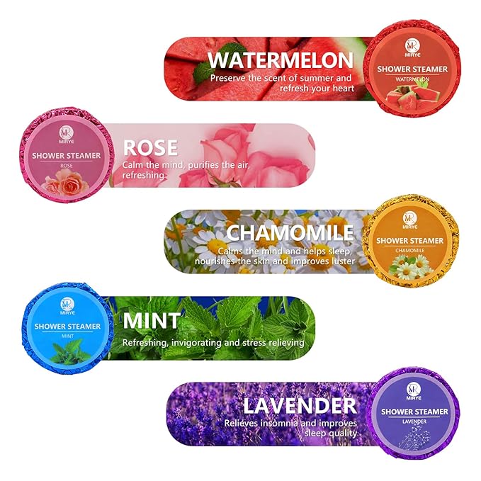 40 PCS Shower Steamers Aromatherapy for Women or Men, 10 Scent Shower Bomb Organic with Natural Essential Oil Relaxation, White Elephant Gifts Birthday Christmas Stocking Stuffers for Her Him