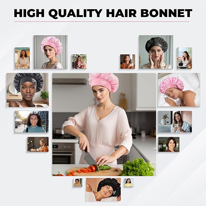 Black Satin Bonnet for Sleeping Black Women Single Layer