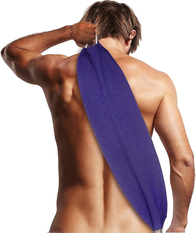 Evridwear Exfoliating Back Scrubber with Handles Two Sides for Body Shower Deep Cleans Skin Massages Invigorating Blood Circulation Men Women One Size (Purple)
