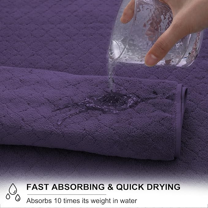 8-Piece Bath Towels Set,2 Oversized Large Bath Towel Sheet,2 Hand Towels and 4 Washcloths - 600 GSM Soft Microfiber Highly Absorbent Quick Dry Shower Towel Collection for Bathroom Hotel and Spa,Purple