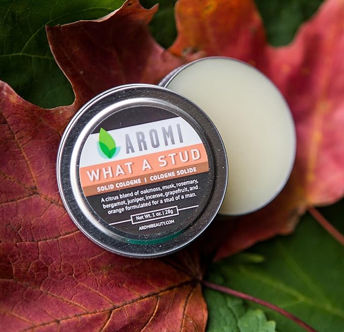 Aromi Solid Cologne | Fresh, Light Scent for Men, Oakmoss, Musk, Rosemary Fragrance,Father's Day Gift, Travel, Alcohol-free, Vegan (What a Stud)