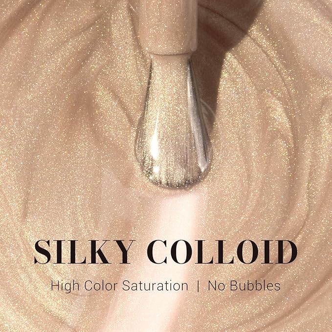 MelodySusie Pearlescent Champagne Gel Nail Polish,0.5fl oz Nails Soak Off UV LED Champagne Shimmer Glitter Gel Polish Nail Art Manicure Salon DIY Nail Design Decoration at Home Gift for Women-z147