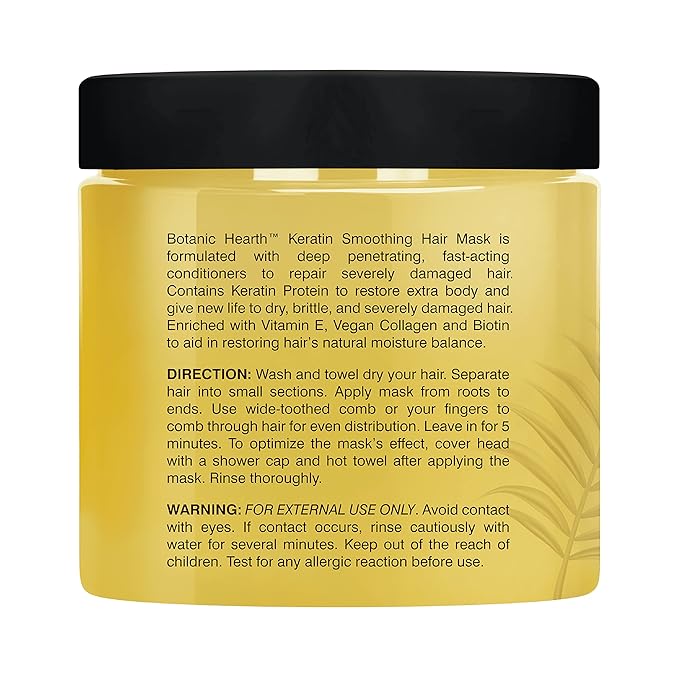 Botanic Hearth Keratin Hair Mask | Biotin, Collagen & Coconut Oil | for Dry Damaged Treated Hair | Restore, Repair, Smoothing, Conditioning & Strengthen All Hair Types | for Men & Women | 16 Oz