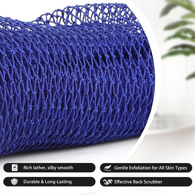 SubSahara African Exfoliating Net Sponge Authentic - 2 Pieces Scrubber for All Skin Types, Ideal for Face & Body Daily Use, Durable, Travel Portable (Blue & Pink)