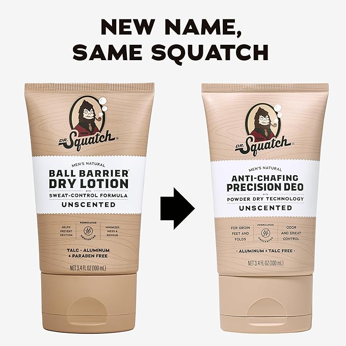 Dr. Squatch Whole Body Deodorant for Men - Odor + Sweat Control - Aluminum + Talc Free - Natural Ingredients - Dermatologist-Tested for All Skin Types - Unscented (3.4 fl oz, 2-Pack)